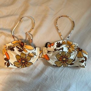 Brown floral triangl bathing suit top